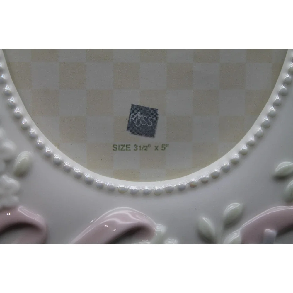 Russ Baby Christening Gifts from Heaven Ceramic Picture Frame White Pink 3.5x5